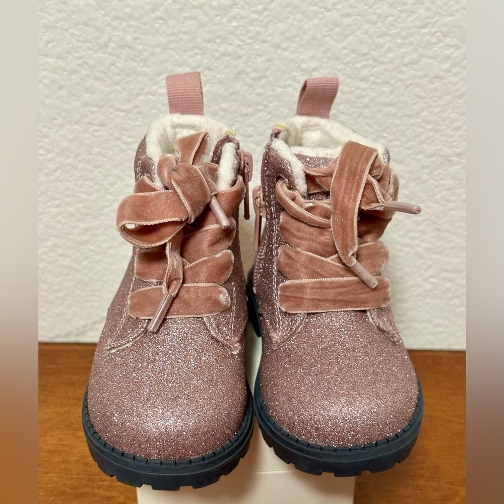 Sparkly Ankle Boots with Velvet Ribbon Laces